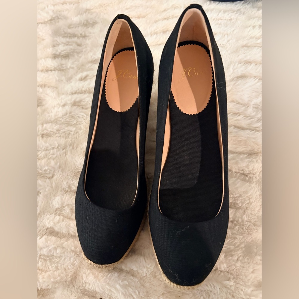 Black Wedge Espadrille Shoes J Crew sz 7 - Picture 5 of 17